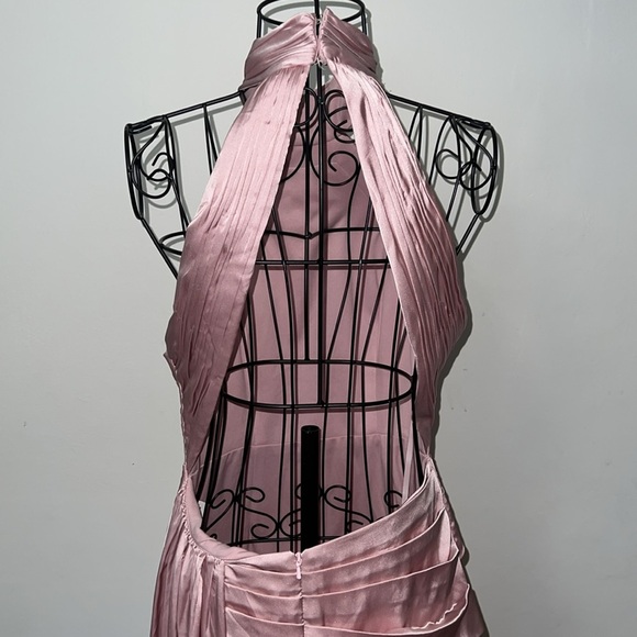 NWT Ieena for Mac Duggal Pink Open Back High Neck Side Ruched Gown Size 8 - Picture 9 of 15